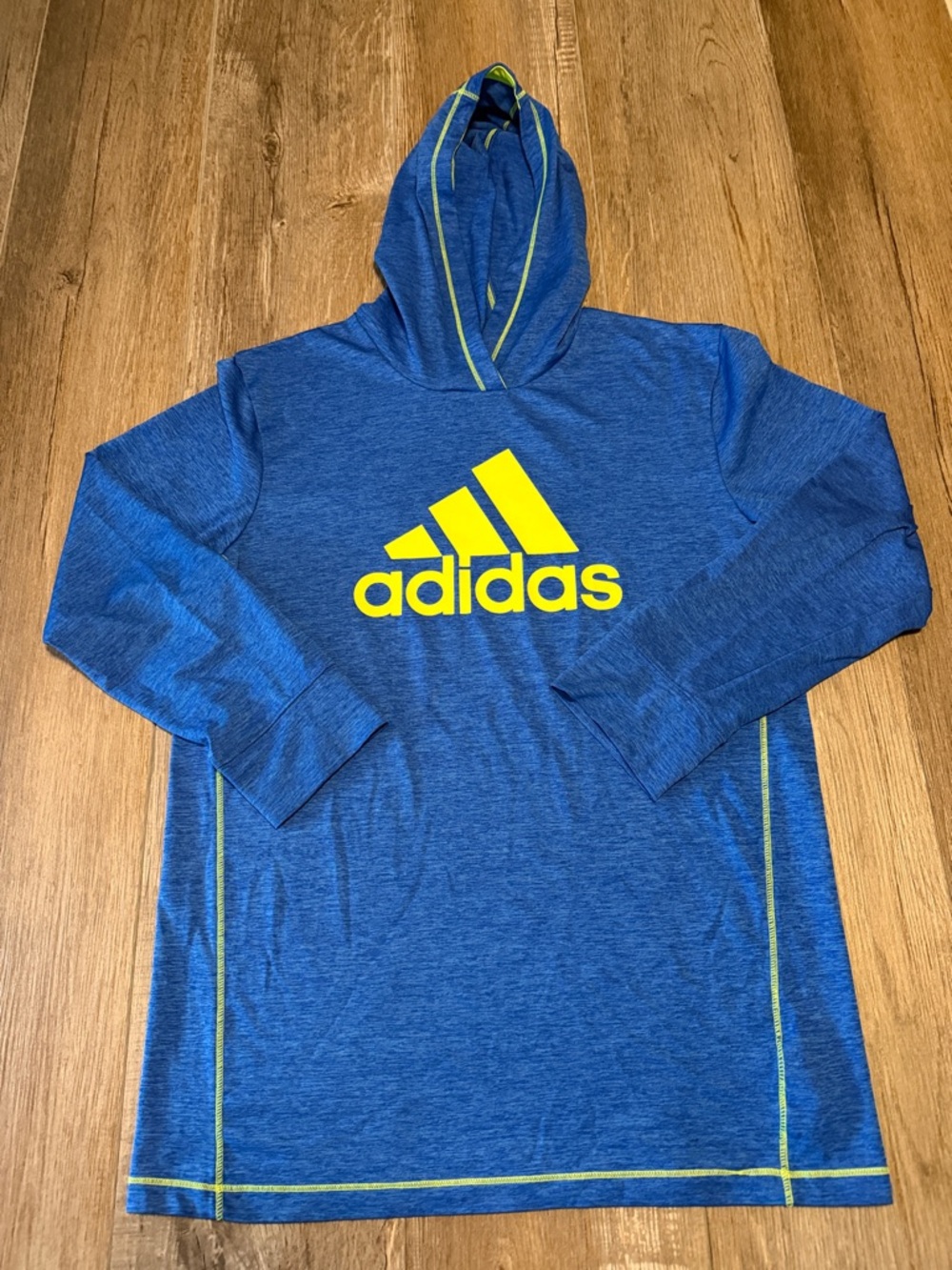 adidas Climalite Blue Hooded Pullover with Yellow Logo